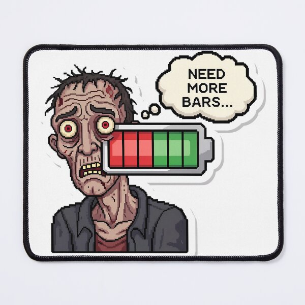 Item preview, A zombie cartoon character with a low battery level on transparent background designed and sold by Creative88Art.