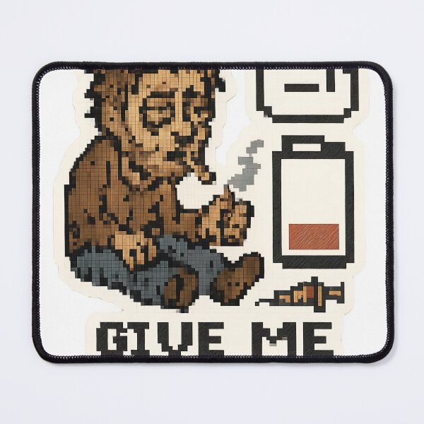 Item preview, A pixel art illustration of a man sitting next to an energy drink can on transparent background designed and sold by Creative88Art.