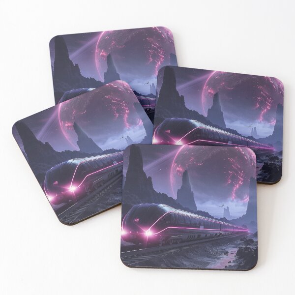 Item preview, Neon Train Cyberpunk Landscape designed and sold by QuantumDrift.