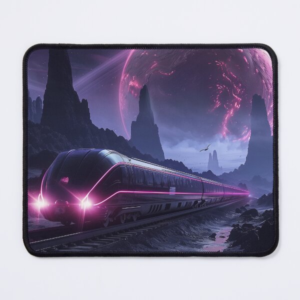 Item preview, Neon Train Cyberpunk Landscape designed and sold by QuantumDrift.