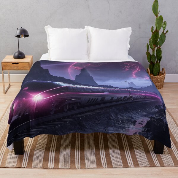 Item preview, Neon Train Cyberpunk Landscape designed and sold by QuantumDrift.