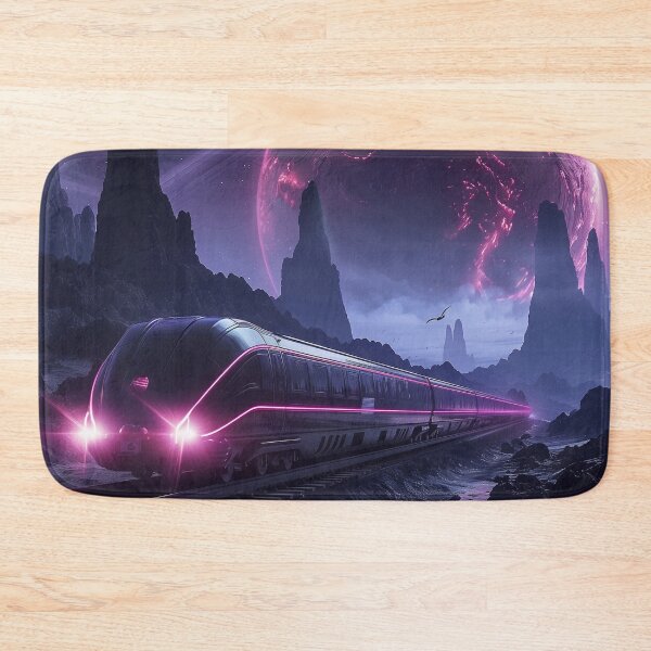 Item preview, Neon Train Cyberpunk Landscape designed and sold by QuantumDrift.