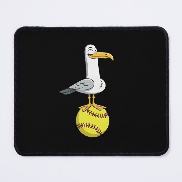 Item preview, Funny Seagull Standing on Softball - Winking Bird Sports Mascot designed and sold by haitrieuic96.