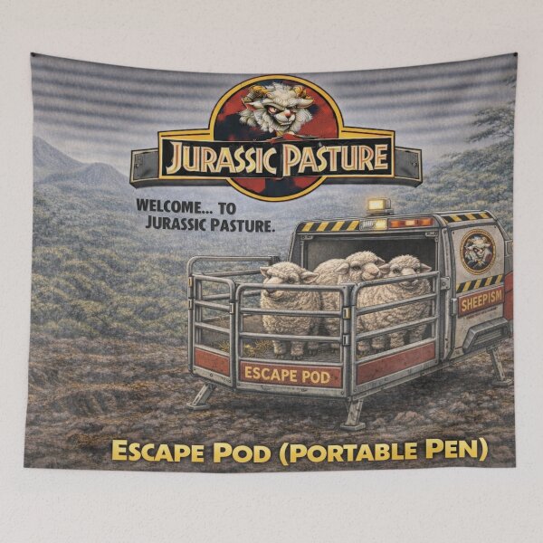 Aperçu de l'œuvre Capsule de survie - Enclos portable Jurassic Pasture créée et vendue par Thpoar.