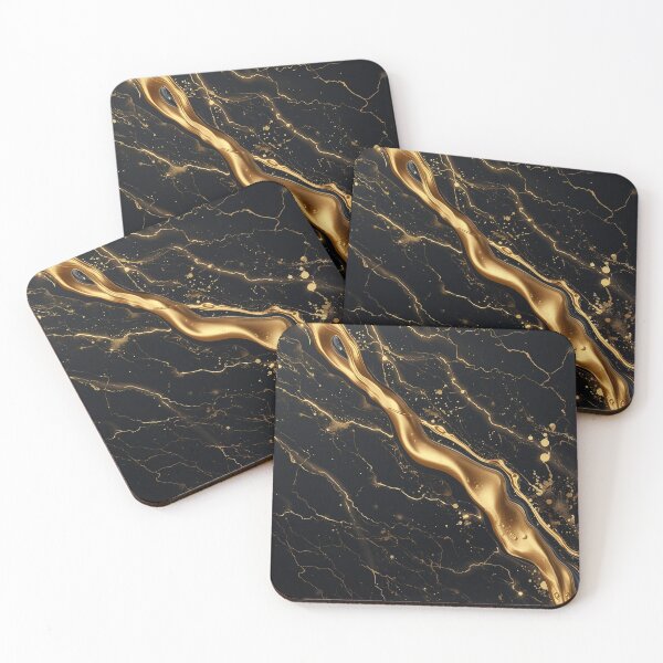 Item preview, Golden Obsidian Liquid Flow - Luxory Abstract Art designed and sold by NBNAesthetics.