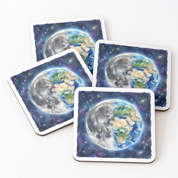 Item preview, Earth & Moon Watercolor Galaxy Celestial Design designed and sold by InovArtS.
