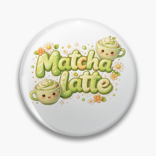 Item preview, Kawaii Matcha Latte - Cute 3D Green Tea & Floral Aesthetic Art designed and sold by BrewmarkStudio.