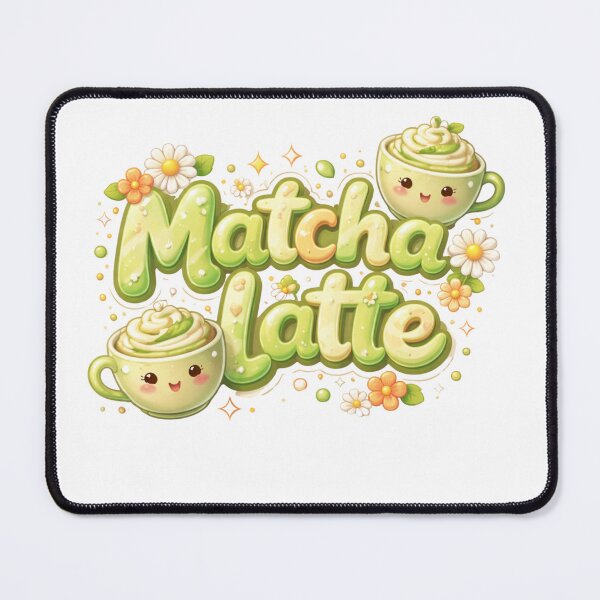 Item preview, Kawaii Matcha Latte - Cute 3D Green Tea & Floral Aesthetic Art designed and sold by BrewmarkStudio.