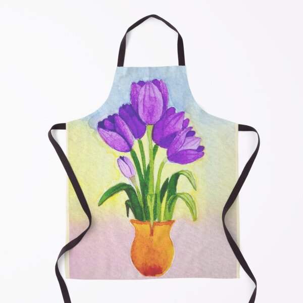 Item preview, Purple tulips in a vase 2 – handmade in watercolor. designed and sold by Greitas.