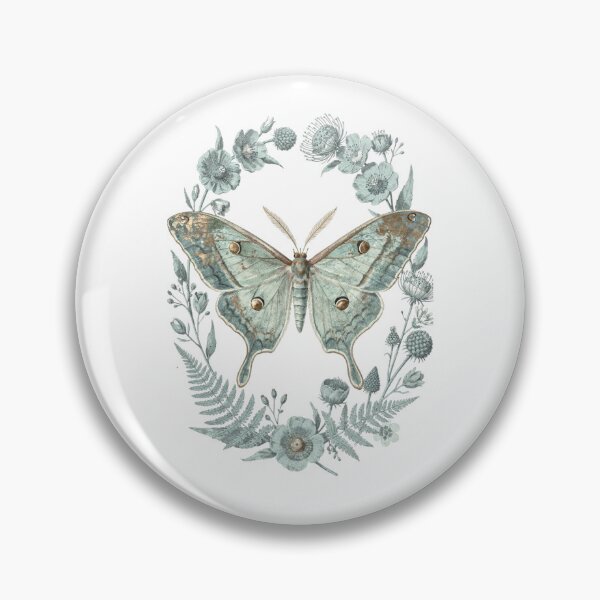 Item preview, Patina Blue Moth Botanical T-Shirt | Verdigris Luna Moth Vintage Illustration | Cottagecore Nature Gift designed and sold by Panom Suavichien.