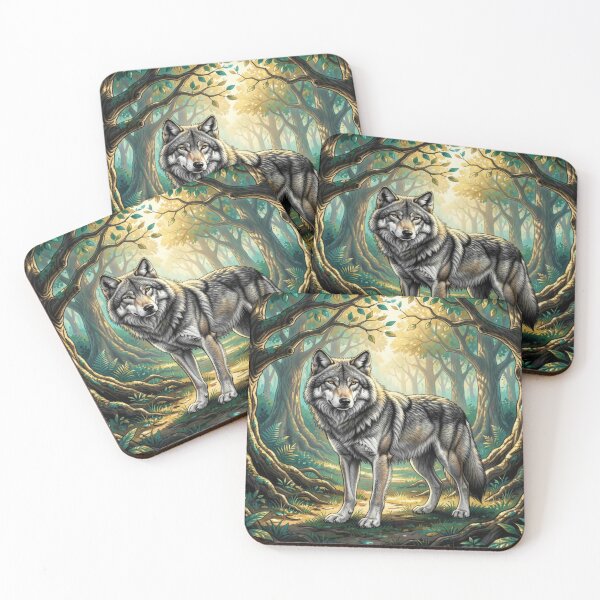 Item preview, Majestic Wolf in Enchanted Forest Art with Soft Light and Natural Woodland Atmosphere designed and sold by FotoworldEdel.