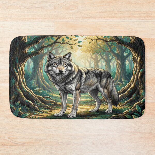 Item preview, Majestic Wolf in Enchanted Forest Art with Soft Light and Natural Woodland Atmosphere designed and sold by FotoworldEdel.