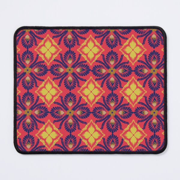 Item preview, Vibrant red and golden yellow ikat diamond pattern designed and sold by AdesignbyG.