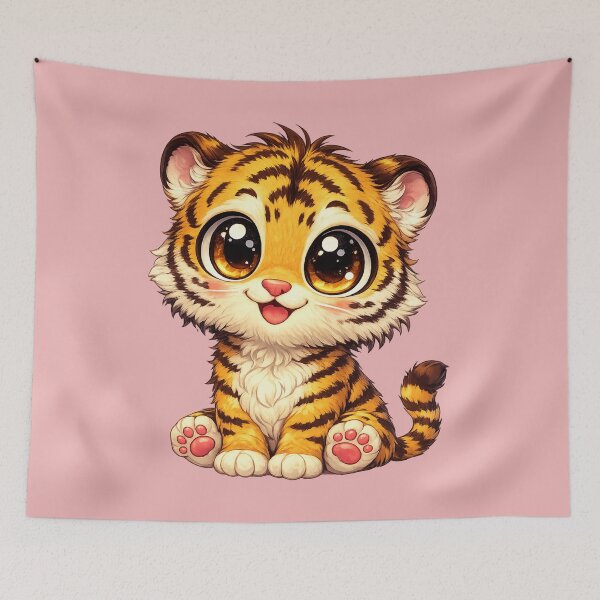 Item preview, Funny Cute Tiger Big Eyes Kawaii Cartoon Icon designed and sold by StickyDelights.