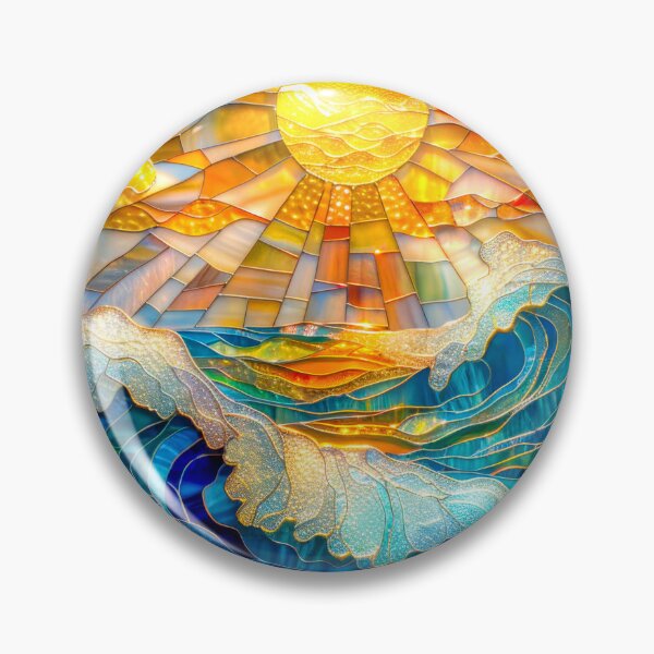 Item preview, Ocean Waves at Sunset: Stained Glass Art designed and sold by MargaretWiktor.