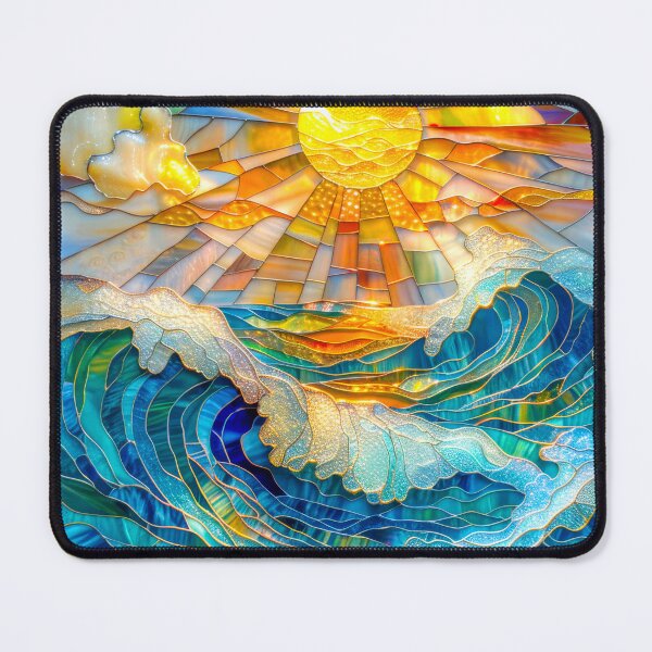 Item preview, Ocean Waves at Sunset: Stained Glass Art designed and sold by MargaretWiktor.