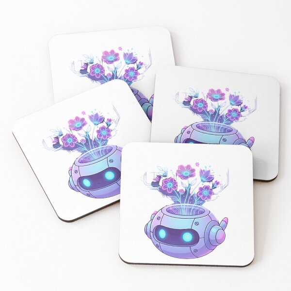 Item preview, Cyberpunk Botanical Bot - Kawaii Sci-Fi Flower Vase Art designed and sold by RickyStick.