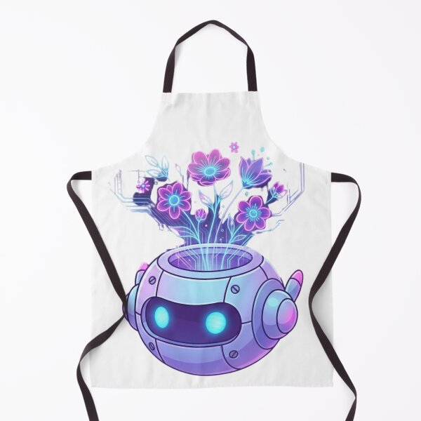 Item preview, Cyberpunk Botanical Bot - Kawaii Sci-Fi Flower Vase Art designed and sold by RickyStick.