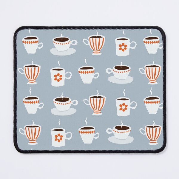 Item preview, Coffee cups on grayish blue designed and sold by MarleinWinter.