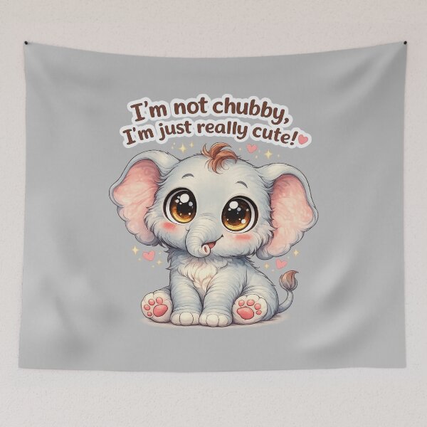 Item preview, Funny Cute Elephant Big Eyes Kawaii Cartoon with Quote designed and sold by StickyDelights.