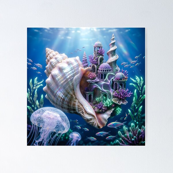 Item preview, Underwater Fantasy Realm with Seashell Castle designed and sold by Roanemermaid.