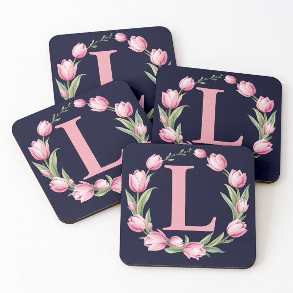 Item preview, Letter L Floral Monogram with Pink Tulips designed and sold by roxysnextgenart.