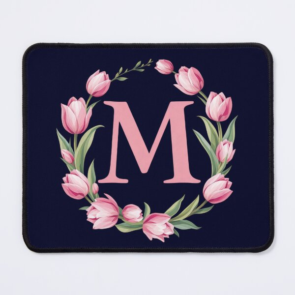 Item preview, Letter M Floral Monogram with Pink Tulips designed and sold by roxysnextgenart.