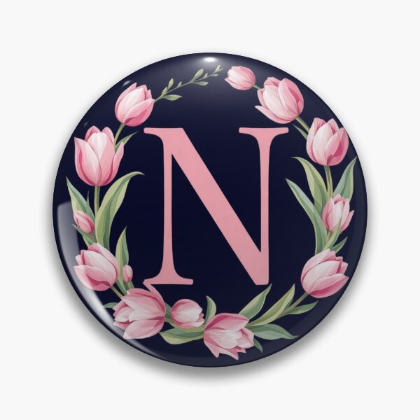 Item preview, Letter N Floral Monogram with Pink Tulips designed and sold by roxysnextgenart.