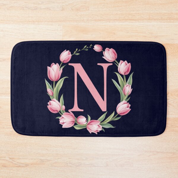 Item preview, Letter N Floral Monogram with Pink Tulips designed and sold by roxysnextgenart.