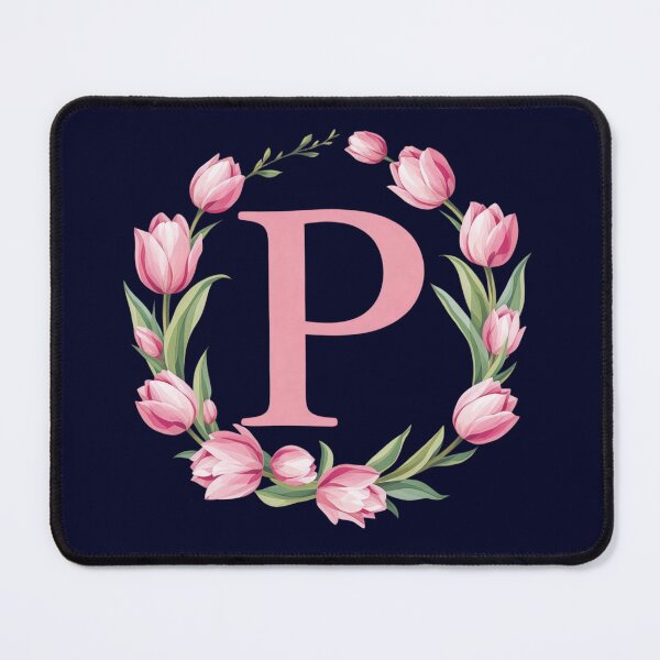 Item preview, Letter P Floral Monogram with Pink Tulips designed and sold by roxysnextgenart.