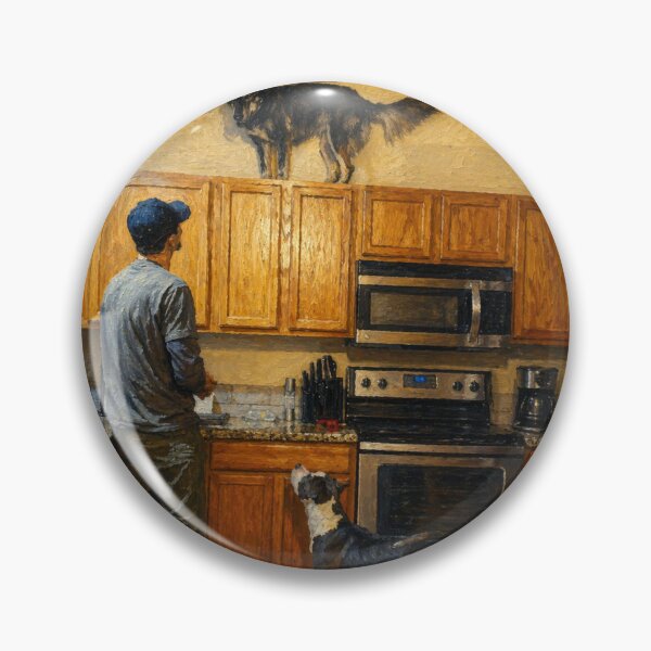 Item preview, Kitchen scene with man and dogs designed and sold by donchago.