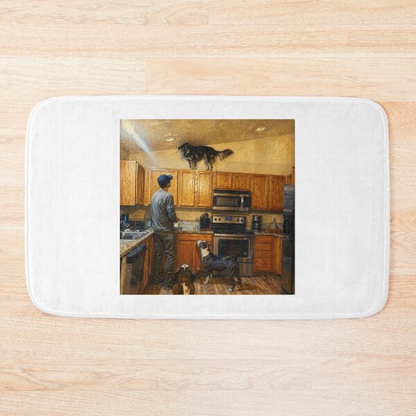 Item preview, Kitchen scene with man and dogs designed and sold by donchago.