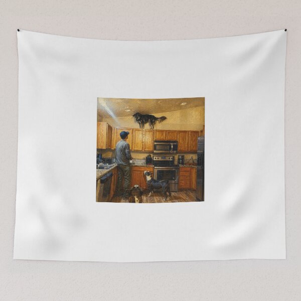 Item preview, Kitchen scene with man and dogs designed and sold by donchago.