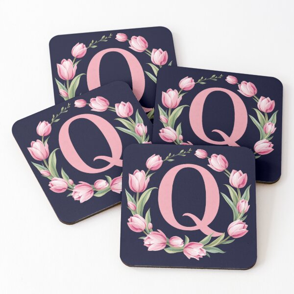 Item preview, Letter Q Floral Monogram with Pink Tulips designed and sold by roxysnextgenart.