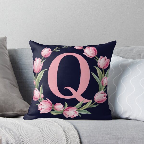 Item preview, Letter Q Floral Monogram with Pink Tulips designed and sold by roxysnextgenart.