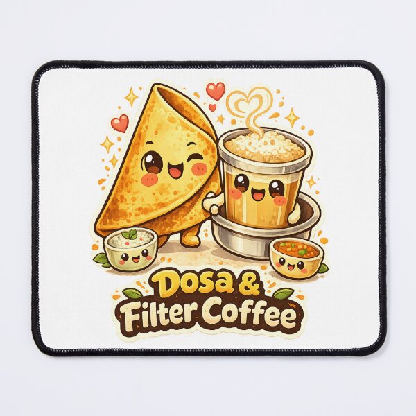 Item preview, Dosa & Filter Coffee Cute Kawaii Indian Breakfast Cartoon | South Indian Food Lover Design designed and sold by Globalcitytees.