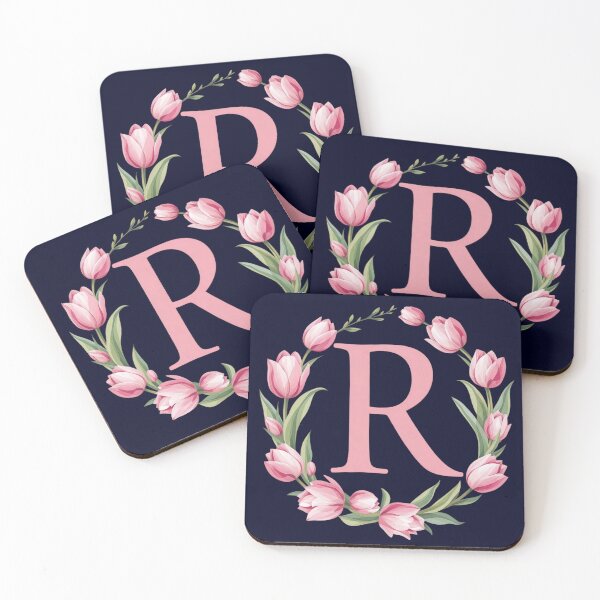 Item preview, Letter R Floral Monogram with Pink Tulips designed and sold by roxysnextgenart.