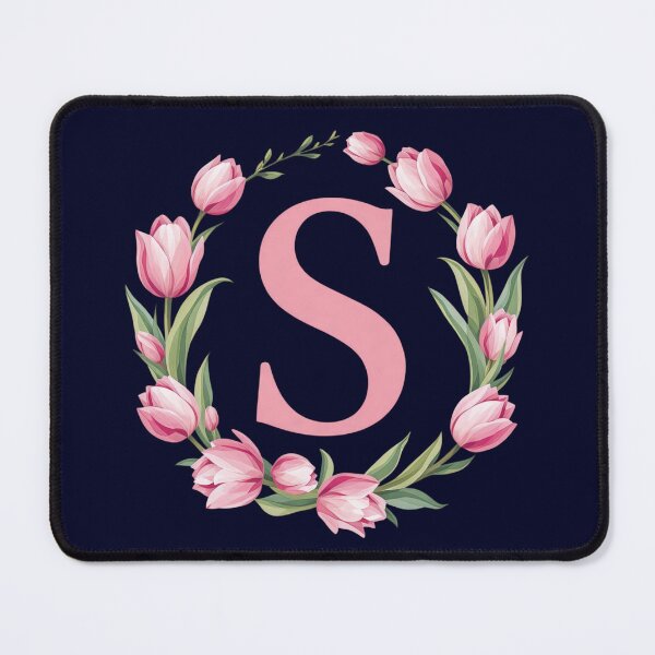 Item preview, Letter S Floral Monogram with Pink Tulips designed and sold by roxysnextgenart.