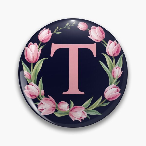Item preview, Letter T Floral Monogram with Pink Tulips designed and sold by roxysnextgenart.