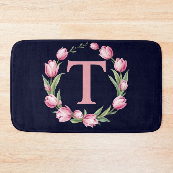 Item preview, Letter T Floral Monogram with Pink Tulips designed and sold by roxysnextgenart.