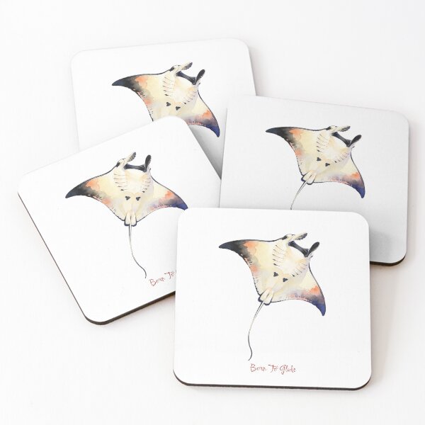 Item preview, Manta Ray Watercolor T-Shirt | Born To Glide Mobula Birostris Illustration | Ocean Diver Coastal Gift designed and sold by Panom Suavichien.