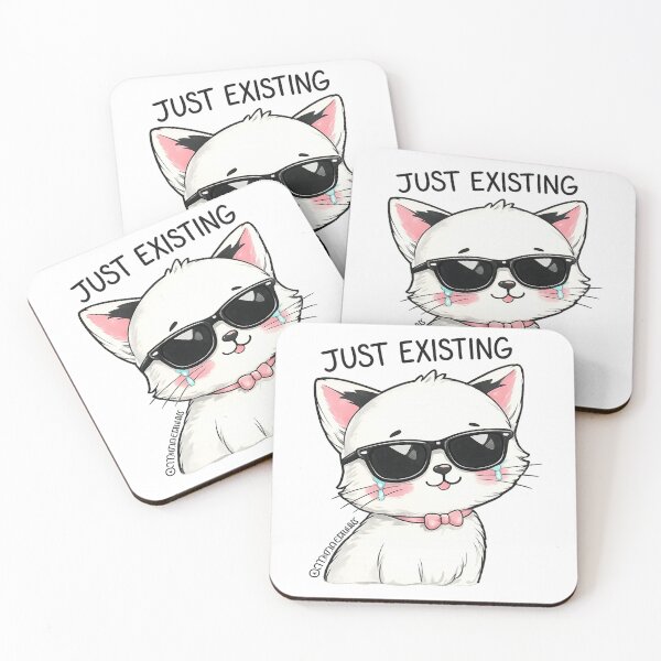 Item preview, Just Existing Cat – Sad Aesthetic Sunglasses Cat Sticker designed and sold by IconicDesignsXd.