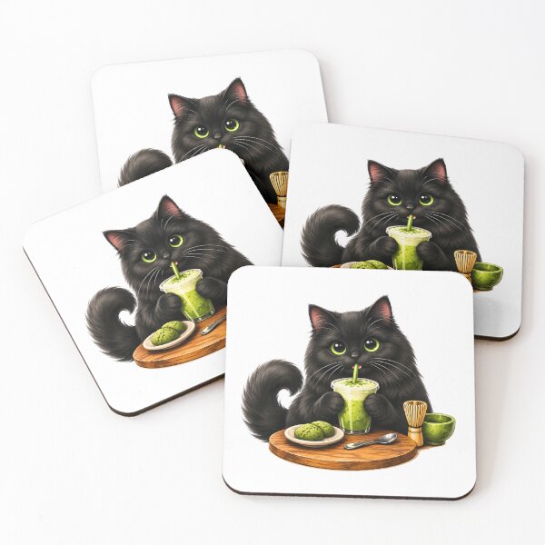Item preview, Black Cat Matcha Latte Shirt – Cozy Coffee Cat Aesthetic designed and sold by AnimalMarvels.
