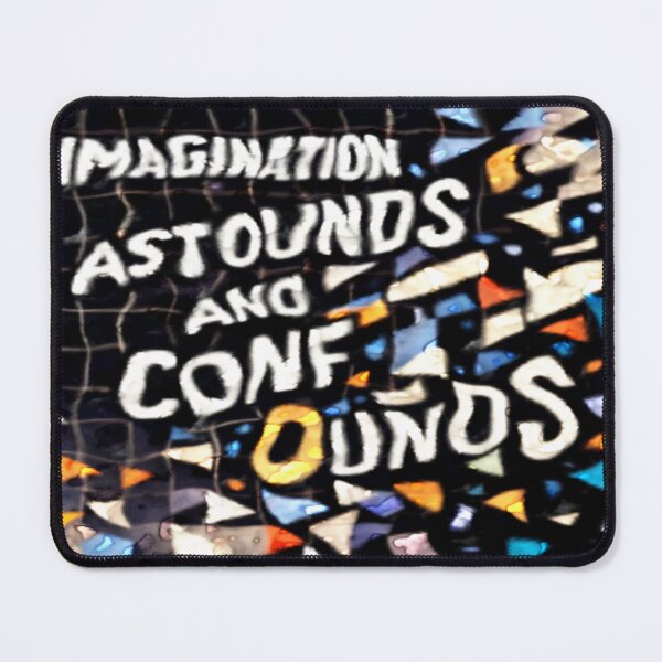 Item preview, imagination astounds ab glass colorful geometric typographic abstract designed and sold by SmashingDeals.