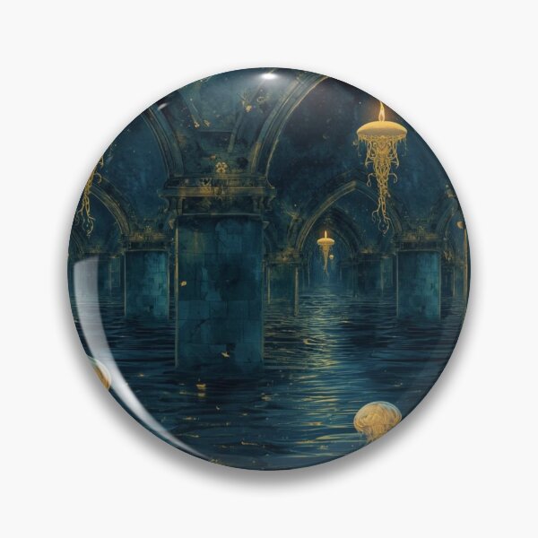 Item preview, Sunken Chapel - Ethereal Gothic Ocean & Ruins Seamless Pattern designed and sold by kabucino.