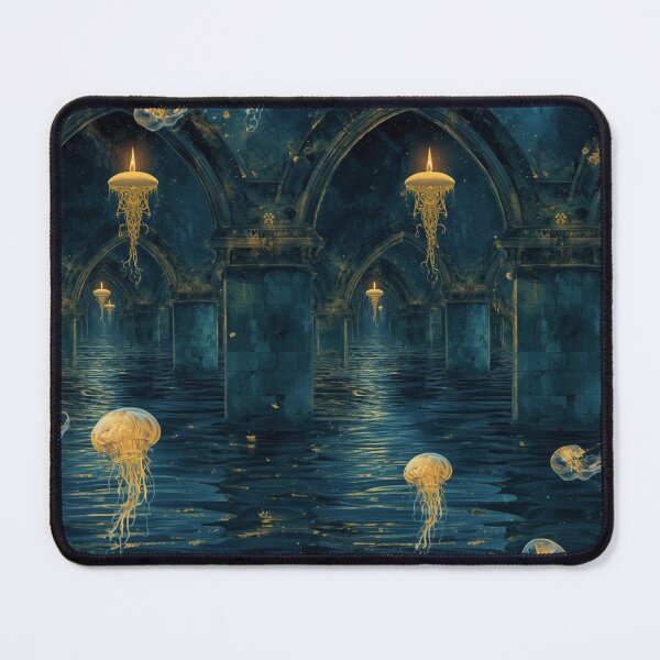 Item preview, Sunken Chapel - Ethereal Gothic Ocean & Ruins Seamless Pattern designed and sold by kabucino.