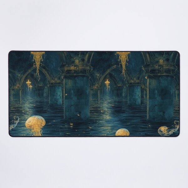 Item preview, Sunken Chapel - Ethereal Gothic Ocean & Ruins Seamless Pattern designed and sold by kabucino.