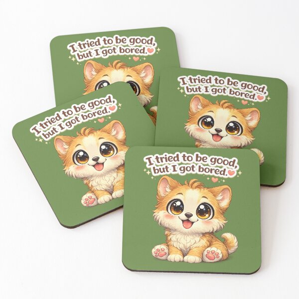 Item preview, Funny Cute Dog Big Eyes Kawaii Puppy with Quote I Tried to Be Good But I Got Bored designed and sold by Nusha Creations.