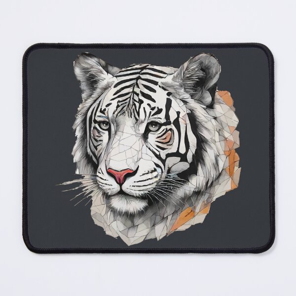 Item preview, Geometric Mosaic White Tiger – Modern Animal Art designed and sold by Tklezardesigns.