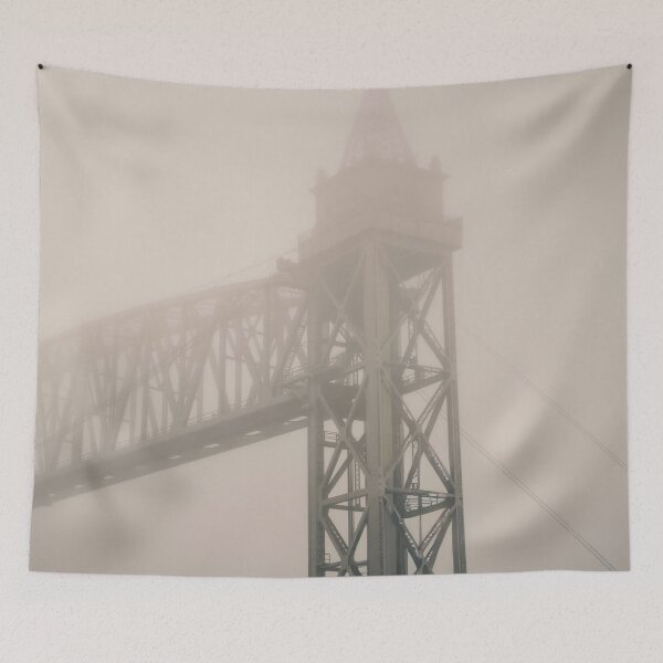 Item preview, Steel Bridge Tower in Fog Industrial Abstract Photography designed and sold by MDCCo.